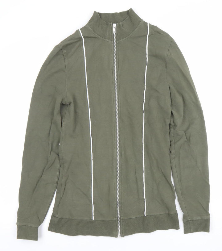 ASOS Men's Green Full Zip High Neck Sweatshirt Size S