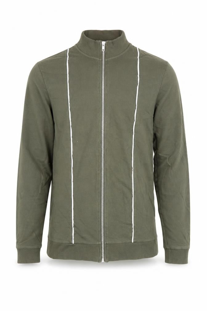Front view of ASOS Men's Green Full Zip High Neck Sweatshirt, size S