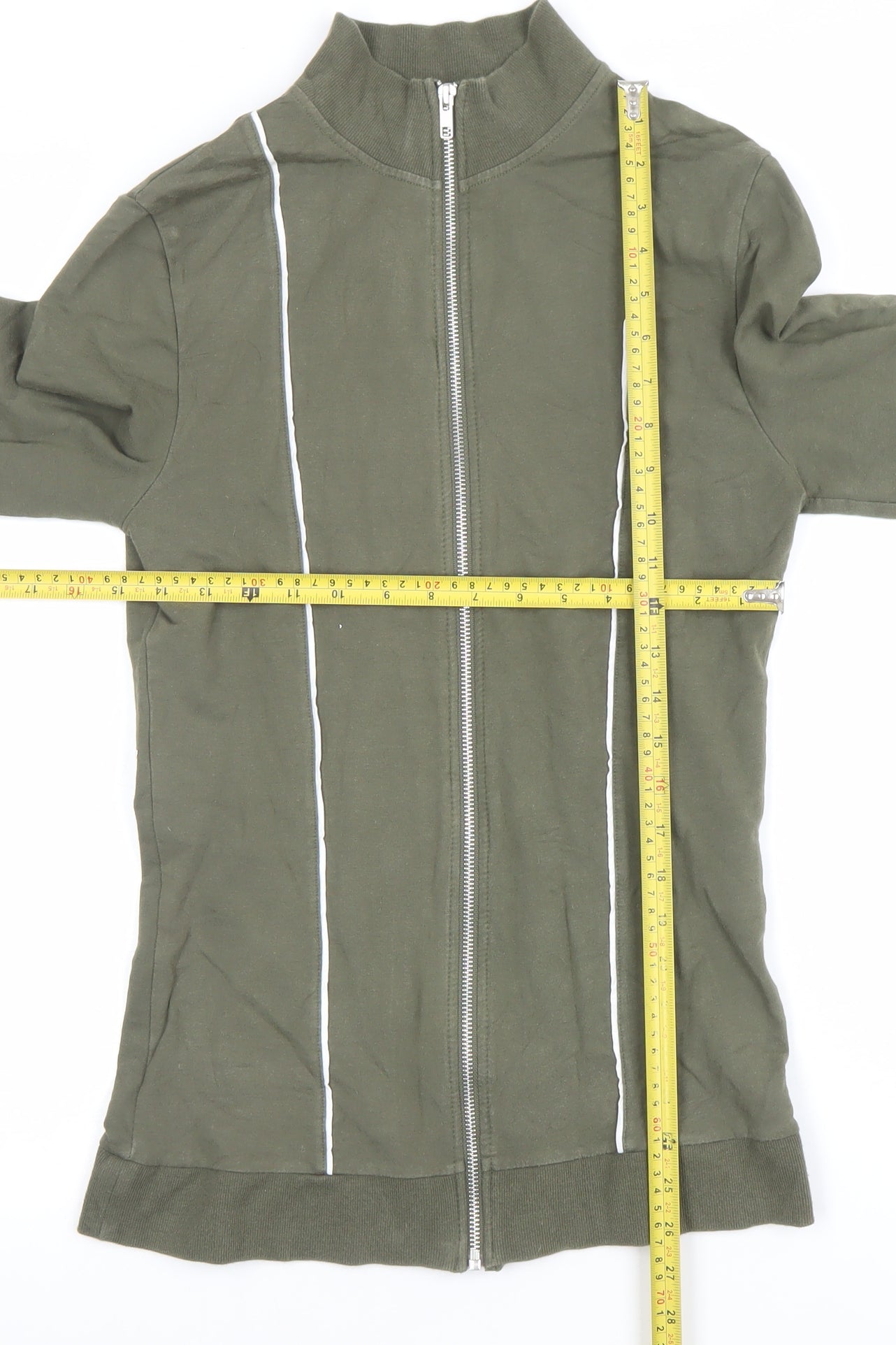 ASOS Men's Green Full Zip High Neck Sweatshirt Size S