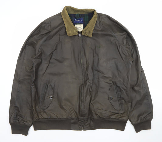 Fred Perry Men's Brown 2XL Waxed Cotton Bomber Jacket Made in England
