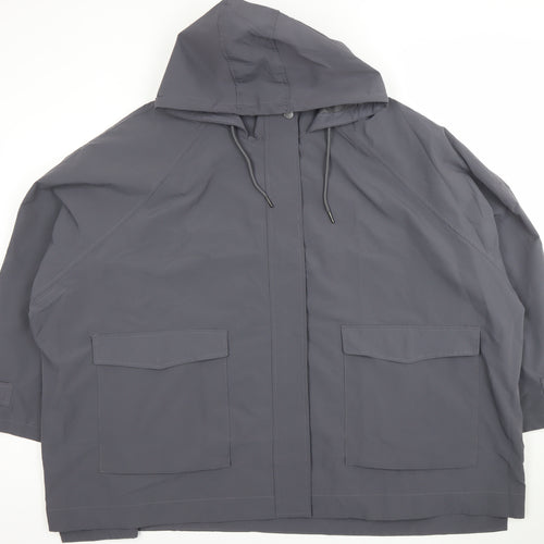Yours Women’s Grey Hooded Lightweight Rain Coat Jacket Size 16