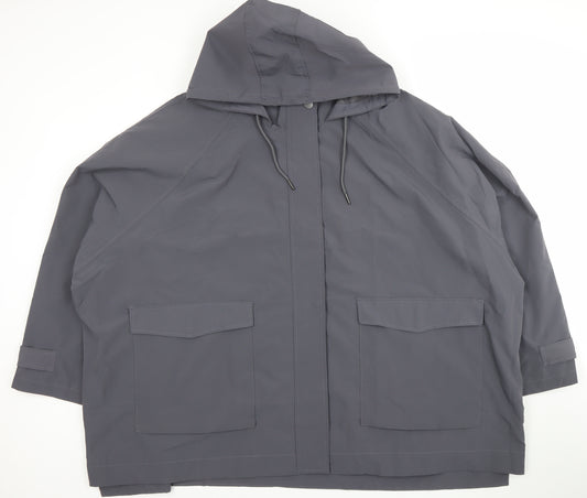 Yours Women’s Grey Hooded Lightweight Rain Coat Jacket Size 16