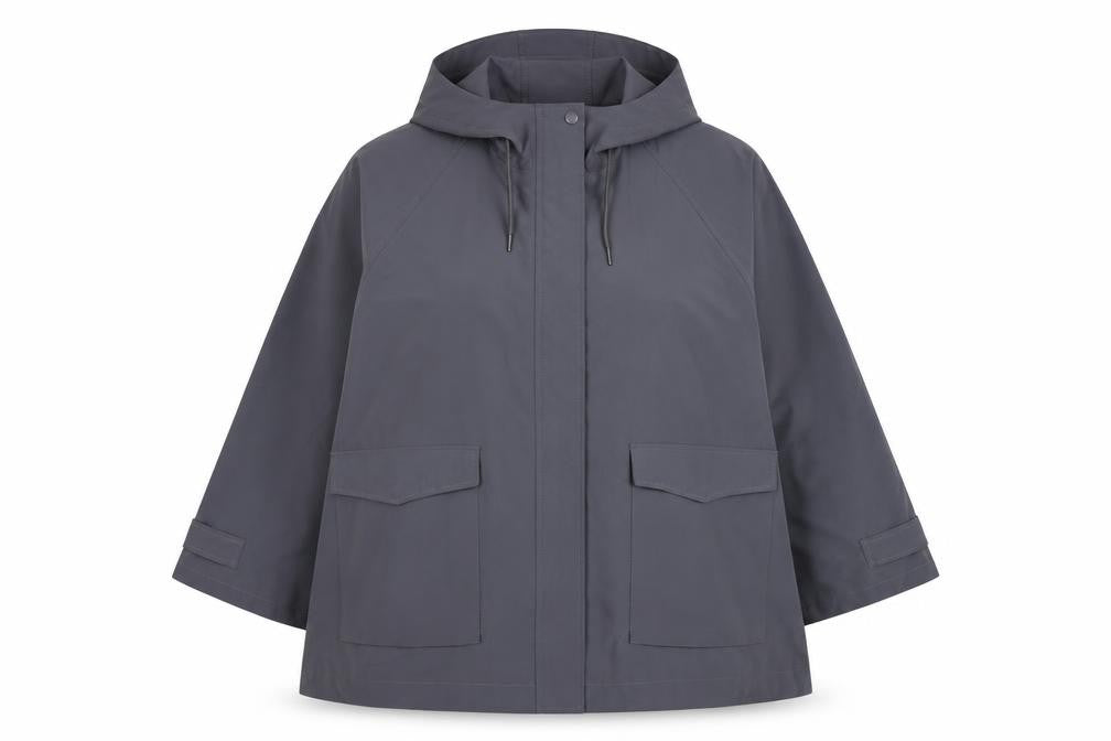 Yours Women’s Grey Hooded Lightweight Rain Coat Jacket Size 16
