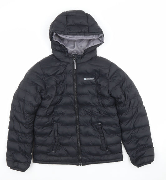 Mountain Warehouse Boys Black 9-10 Years Puffer Jacket Lightweight Hooded