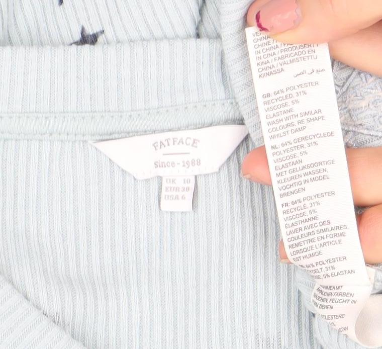 FatFace Womens Blue Star Print Long Sleeve Pyjama Top Size 10