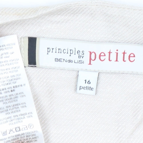 Principles by Ben de Lisi Petite Beige Linen Blend Suit Jacket Size 16