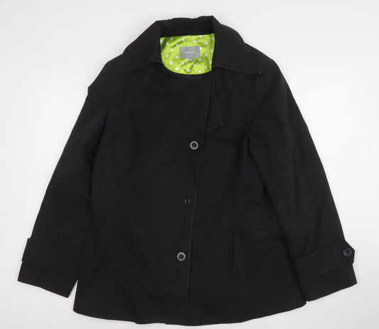 Marks and Spencer Per Una Women's Black Cotton Blend Trench Jacket Size 14