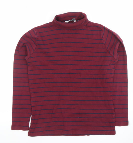 Lee Women's Red Striped Roll Neck Long Sleeve Cotton Top Size S