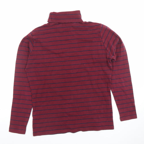 Lee Women's Red Striped Roll Neck Long Sleeve Cotton Top Size S