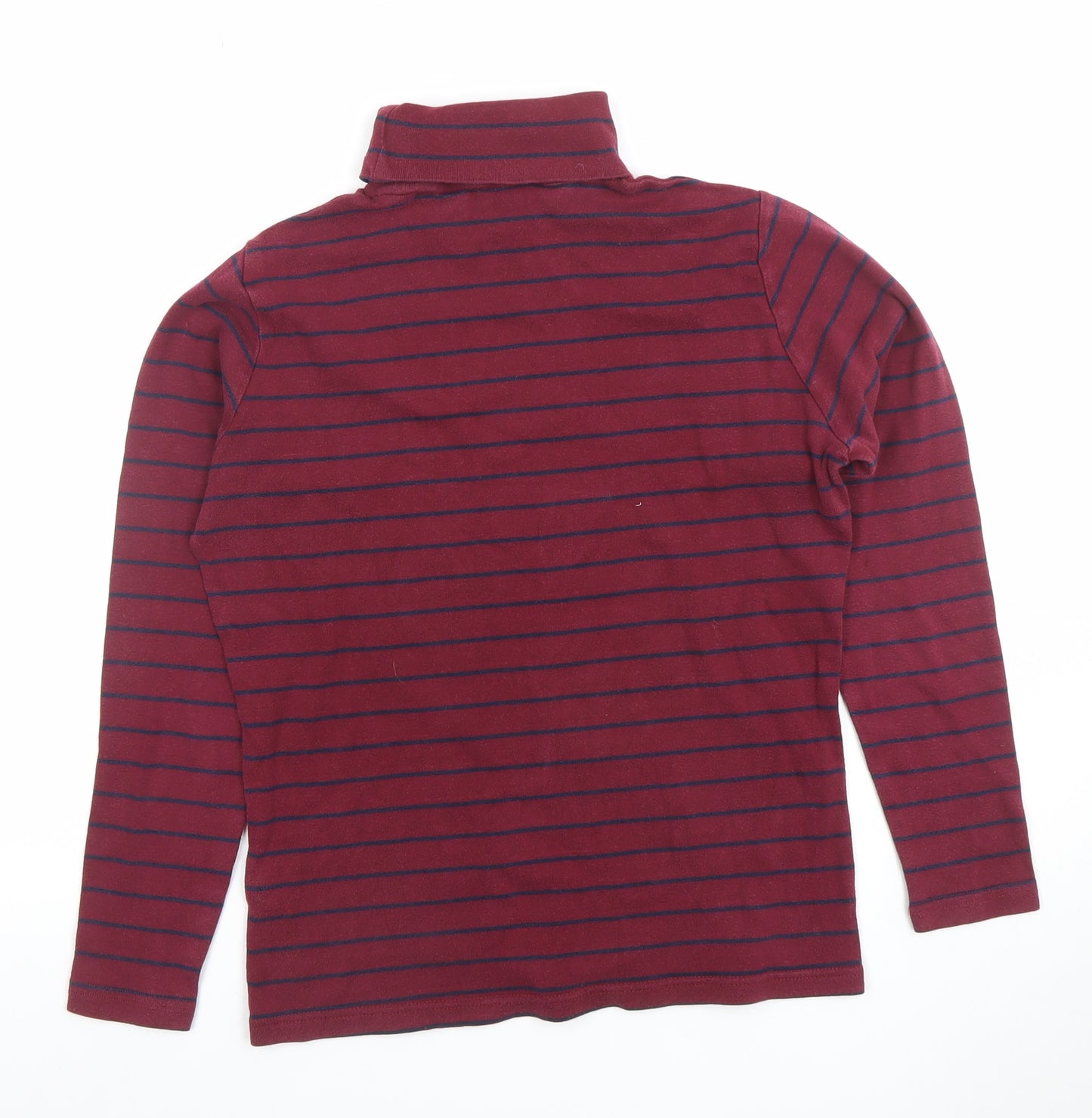 Lee Women's Red Striped Roll Neck Long Sleeve Cotton Top Size S