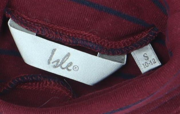 Lee Women's Red Striped Roll Neck Long Sleeve Cotton Top Size S