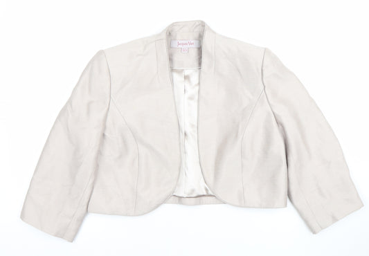 Jacques Vert Women’s Beige Cropped Blazer Jacket UK 12 Formal Tailored