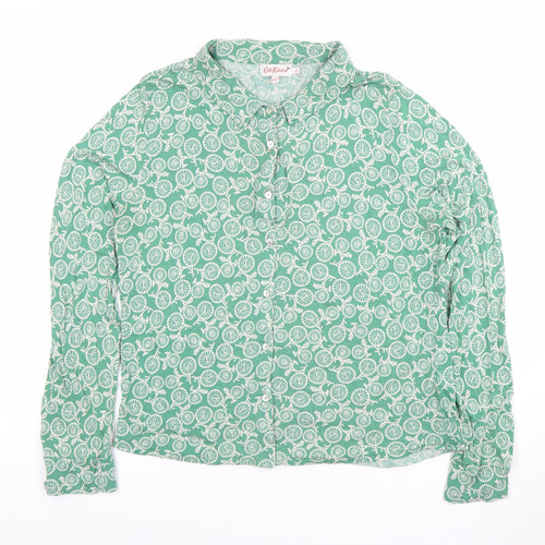 Cath Kidston Women's Green Bicycle Print Long Sleeve Button-Up Shirt Size 16