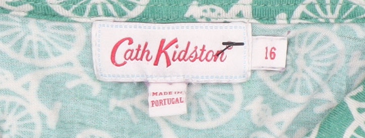 Cath Kidston Women's Green Bicycle Print Long Sleeve Button-Up Shirt Size 16