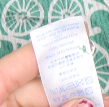 Cath Kidston Women's Green Bicycle Print Long Sleeve Button-Up Shirt Size 16