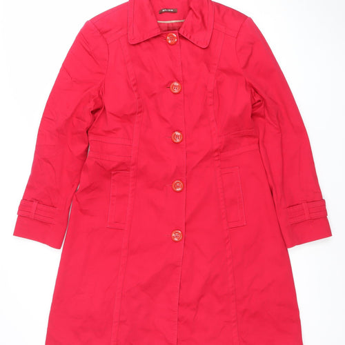 Savior Women’s Red Cotton Trench Coat UK 12 Button Front Mid-Length