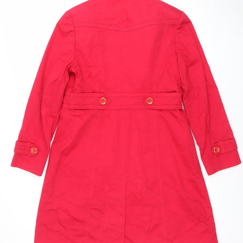 Savior Women’s Red Cotton Trench Coat UK 12 Button Front Mid-Length