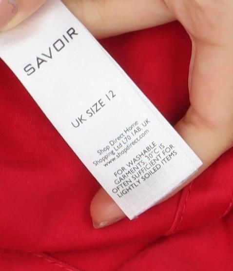 Savior Women’s Red Cotton Trench Coat UK 12 Button Front Mid-Length