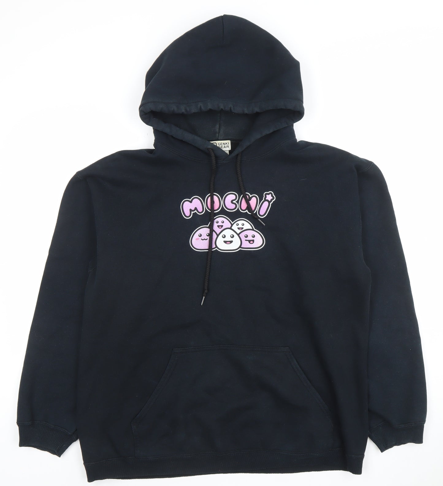 Genki Gear Women Black Pullover Hoodie Medium Cotton Blend Graphic