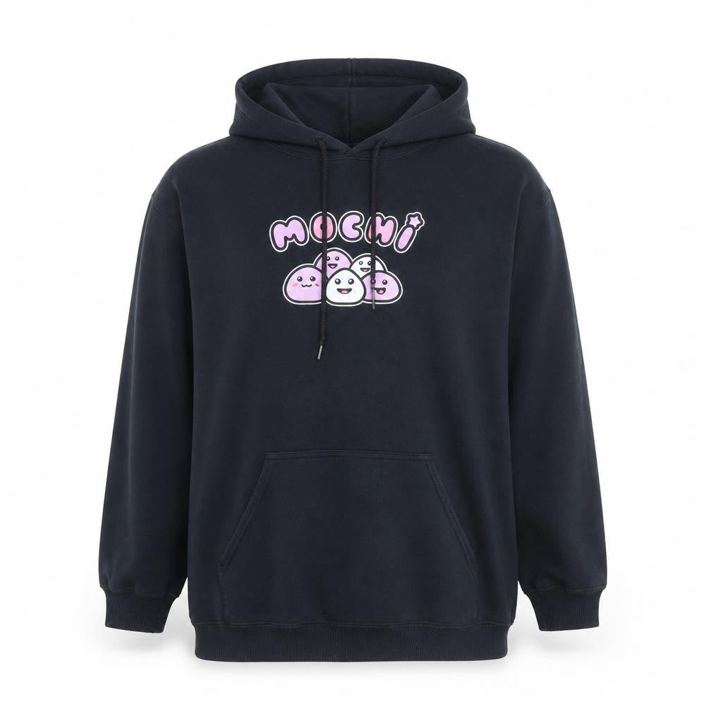 Front view of Genki Gear Women Black Pullover Hoodie Medium Cotton Blend Graphic
