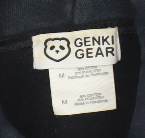 Genki Gear Women Black Pullover Hoodie Medium Cotton Blend Graphic