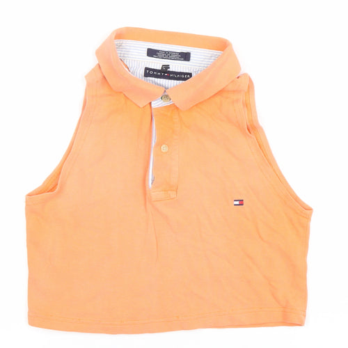 Tommy Hilfiger Women's Orange Cropped Polo Top Sleeveless L