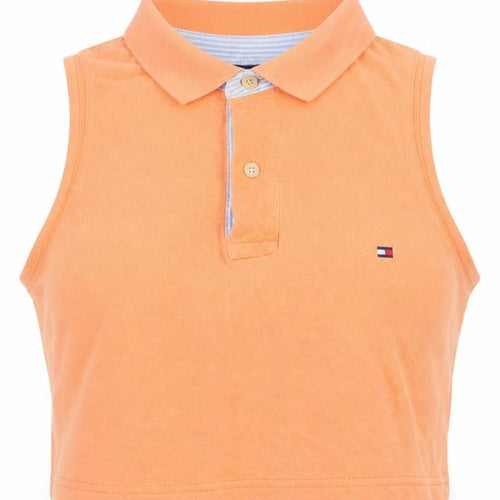 Tommy Hilfiger Women's Orange Cropped Polo Top Sleeveless L