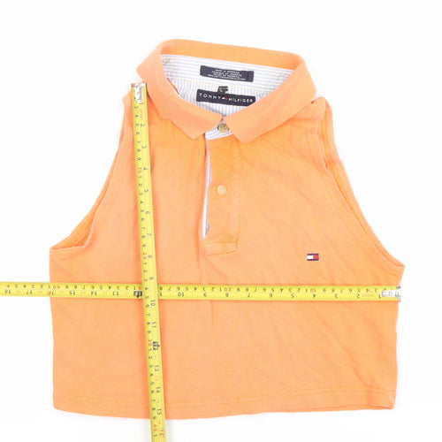 Tommy Hilfiger Women's Orange Cropped Polo Top Sleeveless L