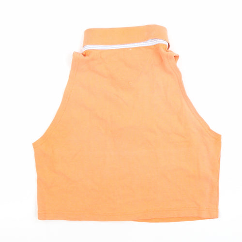 Tommy Hilfiger Women's Orange Cropped Polo Top Sleeveless L