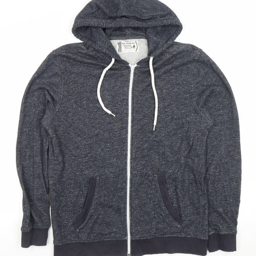 Red Herring Men's Blue Full Zip Hoodie Size M Lightweight Cotton Blend
