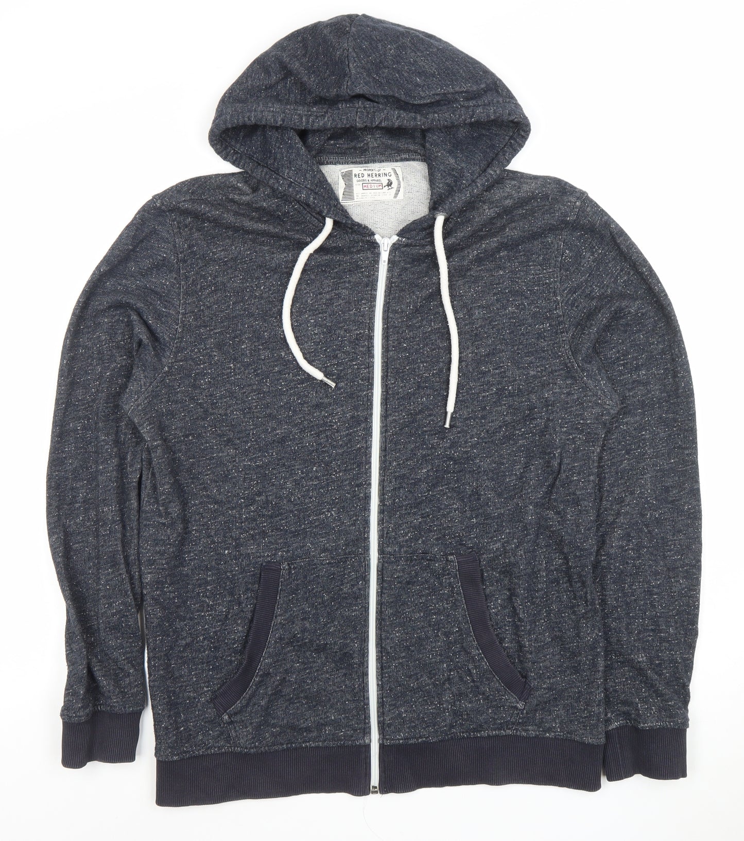 Red Herring Men's Blue Full Zip Hoodie Size M Lightweight Cotton Blend
