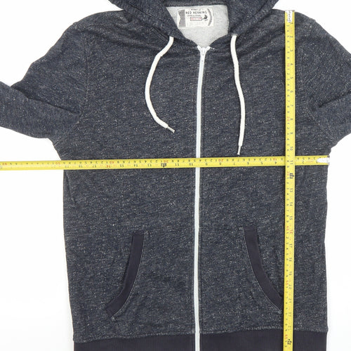 Red Herring Men's Blue Full Zip Hoodie Size M Lightweight Cotton Blend