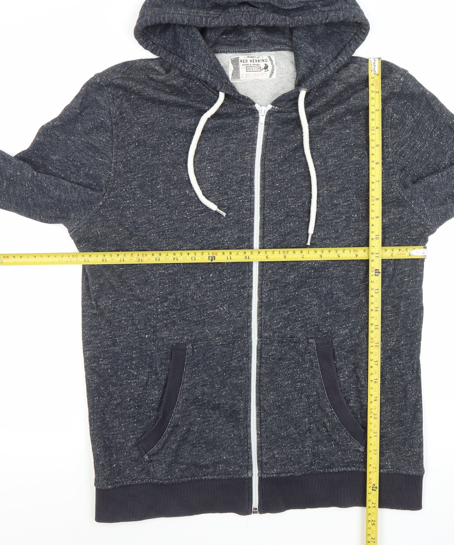 Red Herring Men's Blue Full Zip Hoodie Size M Lightweight Cotton Blend