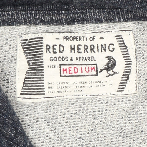 Red Herring Men's Blue Full Zip Hoodie Size M Lightweight Cotton Blend