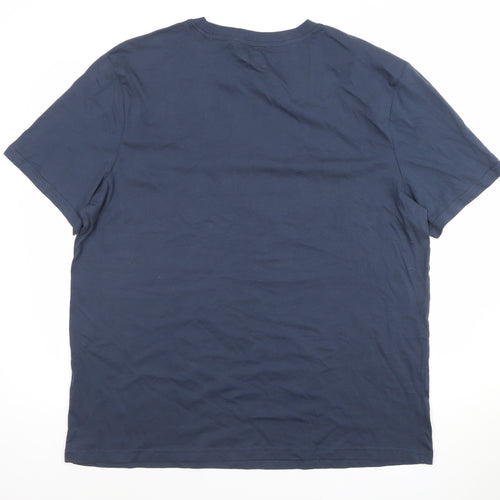 Tu Mens Blue Christmas Beer Graphic T-Shirt XL Cotton