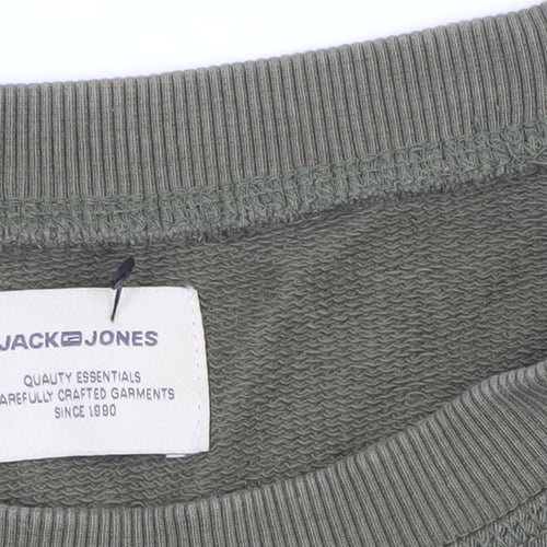 Jack & Jones Men's Green Cotton Pullover Sweatshirt Size L