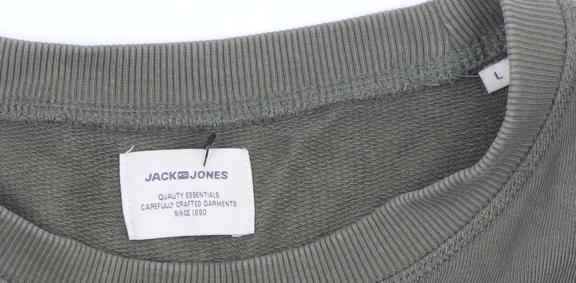 Jack & Jones Men's Green Cotton Pullover Sweatshirt Size L