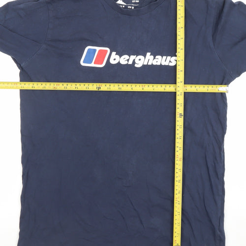Berghaus Men's Blue Long Sleeve Cotton Logo T-Shirt Size M