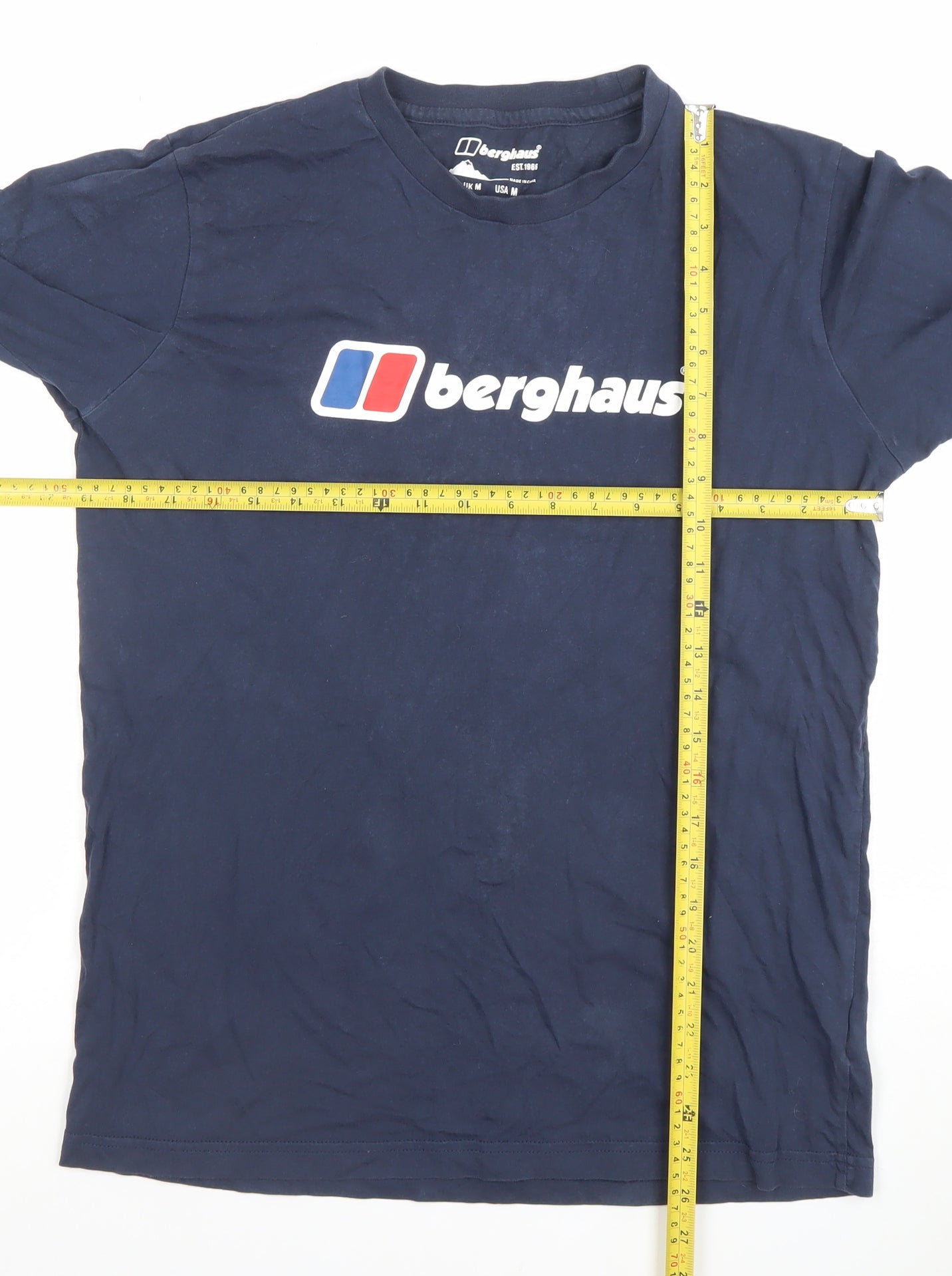 Berghaus Men's Blue Long Sleeve Cotton Logo T-Shirt Size M