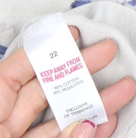 SOON Womens Beige Floral 3/4 Sleeve Scoop Neck T-Shirt Size 22