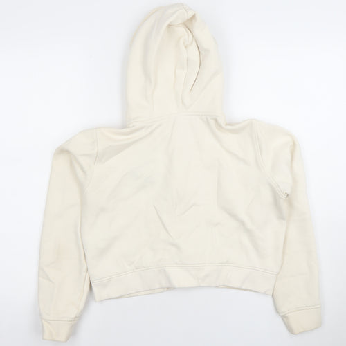 Slazenger Women Ivory Full Zip Hoodie UK 10 Cotton Blend Embroidered Logo