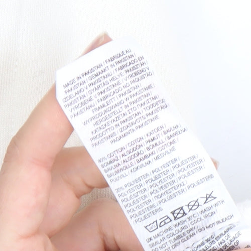 Slazenger Women Ivory Full Zip Hoodie UK 10 Cotton Blend Embroidered Logo