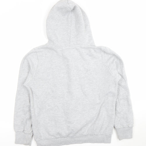 Superdry Womens Grey Pullover Hoodie Size M Logo Graphic Cotton Blend