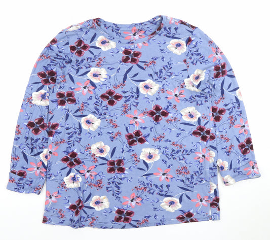Marks and Spencer Womens Blue Floral Long Sleeve T-Shirt Size 14