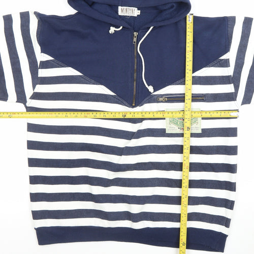 Montana Men's Blue Striped Half Zip Pullover Hoodie Size M