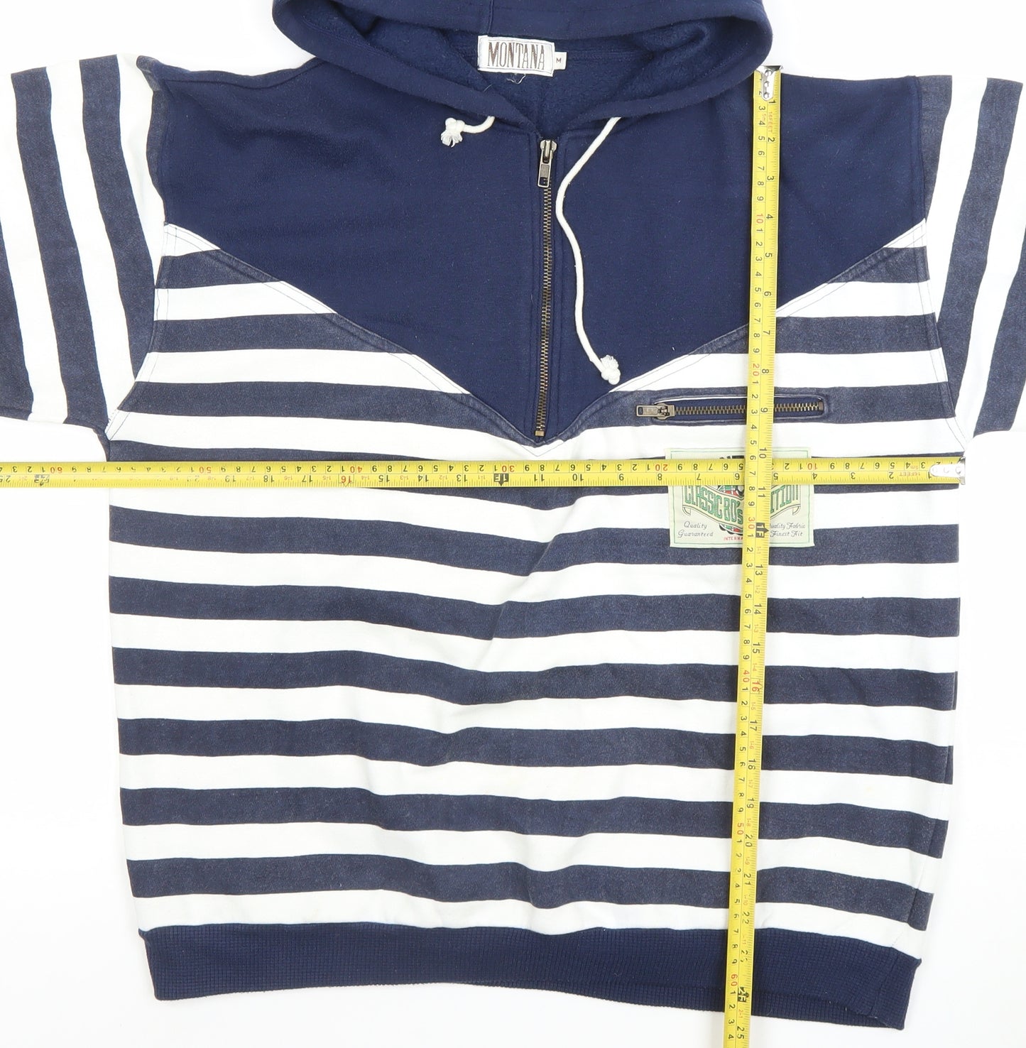 Montana Men's Blue Striped Half Zip Pullover Hoodie Size M