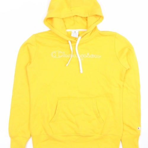 Champion Women's Yellow Pullover Hoodie Large Cotton Blend