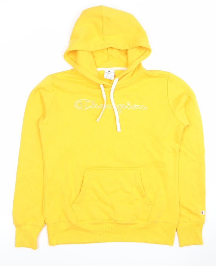 Champion Women's Yellow Pullover Hoodie Large Cotton Blend