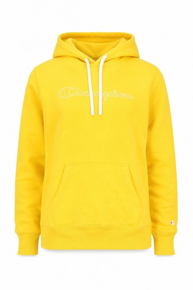 Front view of Champion Women's Yellow Pullover Hoodie Large Cotton Blend
