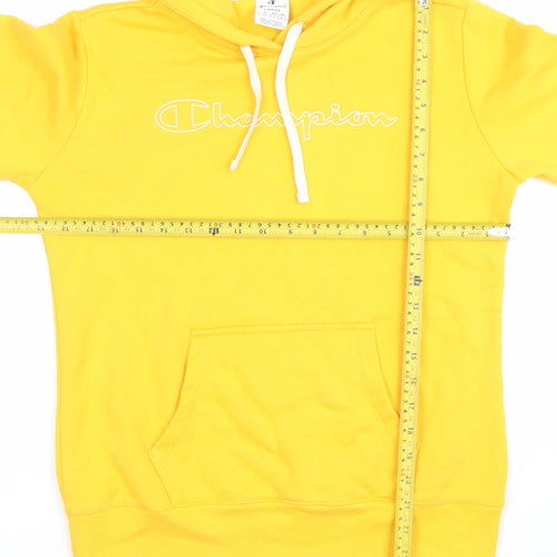 Champion Women's Yellow Pullover Hoodie Large Cotton Blend